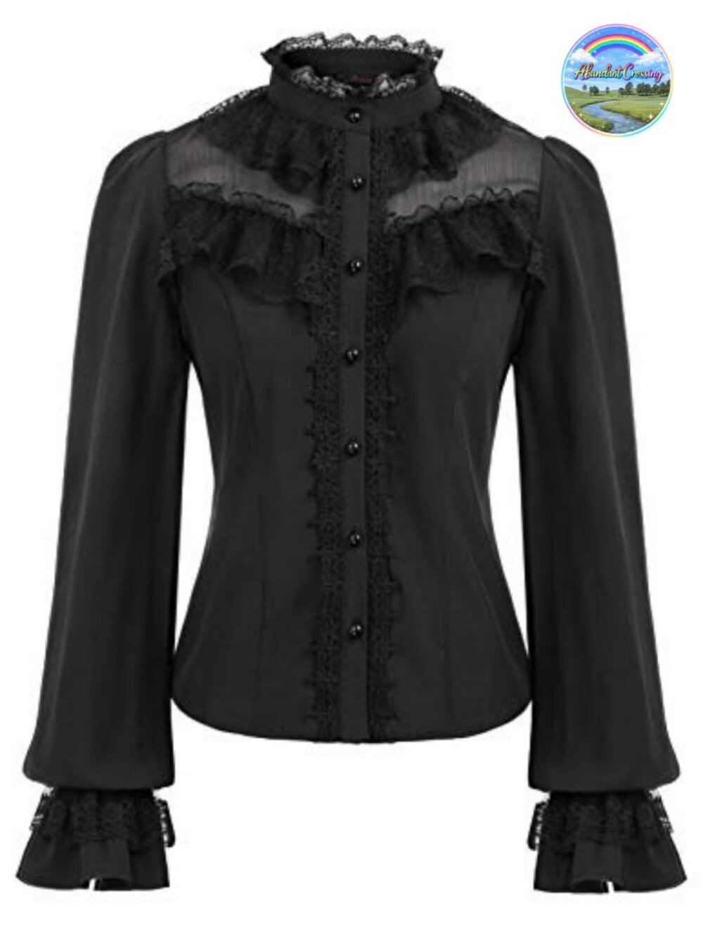 Victorian Blouse Vintage Long Sleeve Renaissance Shirt Gothic Button Down